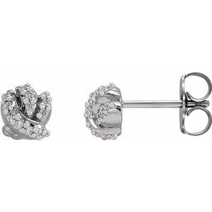 Sterling Silver .07 CTW Natural Diamond Knot Earrings