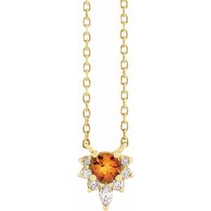 Birthstone Natural Citrine & .08 CTW Natural Diamond 18" Necklace