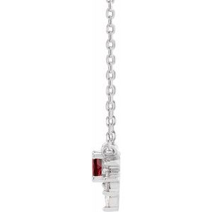 Sterling Silver Natural Mozambique Garnet & .08 CTW Diamond 18" Necklace