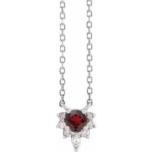 Sterling Silver Natural Mozambique Garnet & .08 CTW Diamond 18" Necklace