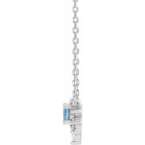 Sterling Silver Natural Aquamarine & .08 CTW Natural Diamond 18" Necklace