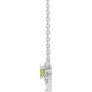 Sterling Silver Natural Peridot & .08 CTW Natural Diamond 18" Necklace