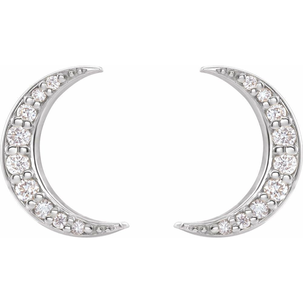 1/10 CTW Natural Diamond Crescent Moon Earrings for Valentine's Day