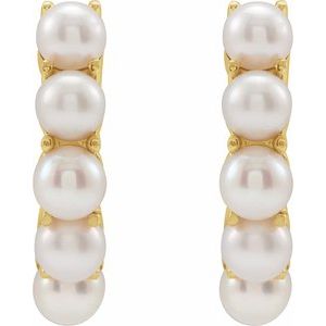 14K Yellow Cultured White Freshwater Pearl 14 mm Huggie Hoop Earrings