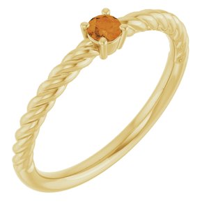 Natural Citrine Solitaire Rope Ring