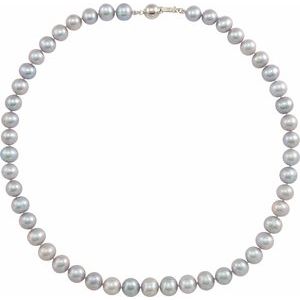 Sterling Silver Cultured Gray Freshwater Pearl 18" Necklace