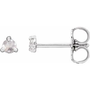 Sterling Silver .08 CTW Rose-Cut Natural Diamond Stud Earrings