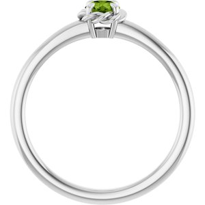 Sterling Silver Natural Peridot Solitaire Rope Ring