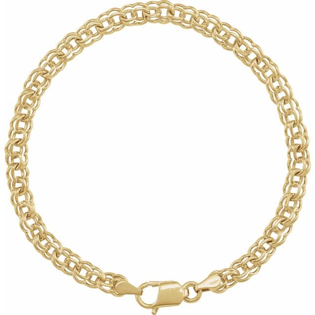 14K Yellow Solid Double Link Charm Bracelet