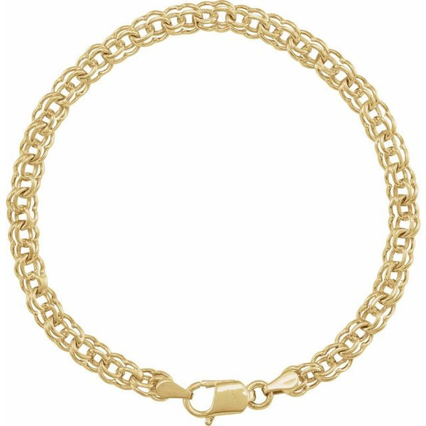 14K Yellow Solid Double Link Charm Bracelet - Moijey Fine Jewelry and Diamonds