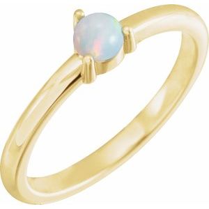 Natural White Opal Cabochon Ring