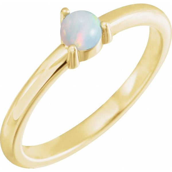 Simple Natural White Opal Cabochon Ring