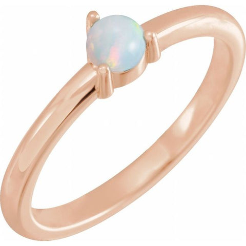 Simple Natural White Opal Cabochon Ring