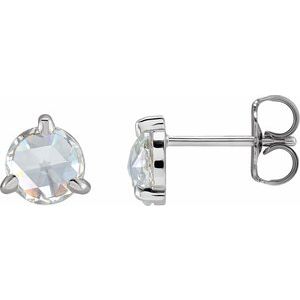 Sterling Silver .08 CTW Rose-Cut Natural Diamond Stud Earrings