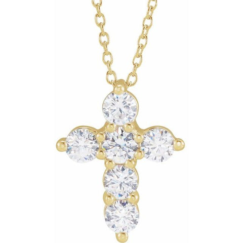 14K. Yellow Gold with 1/2 Diamond Cross necklace - Moijey Fine Jewelry and Diamonds