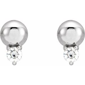 Sterling Silver .06 CTW Natural Diamond Bead Earrings