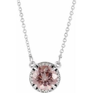 Sterling Silver 6 mm Natural Mozambique Garnet & .04 CTW Natural Diamond 16" Necklace