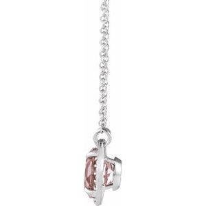 Sterling Silver 6 mm Natural Morganite & .04 CTW Natural Diamond 16" Necklace