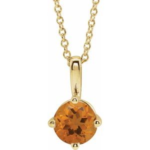 Natural Citrine Solitaire 16-18" Necklace