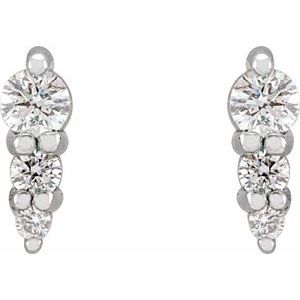 Sterling Silver .08 CTW Natural Diamond Three-Stone Graduated Bar Earrings