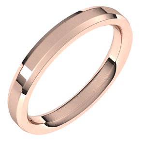 14K Rose 3 mm Beveled-Edge Comfort-Fit Band Size 10