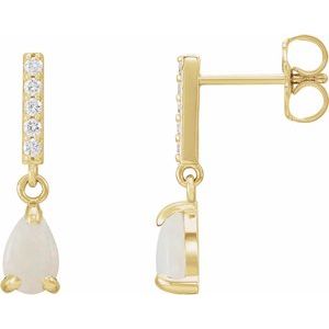 Natural White Opal & .08 CTW Natural Diamond Earrings