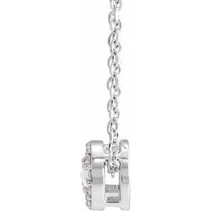 Sterling Silver 1/5 CTW Rose-Cut Natural Diamond Halo-Style 16-18" Necklace