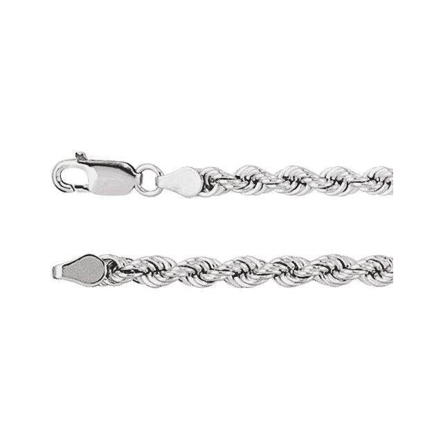 14K White 4mm Rope 20" Chain