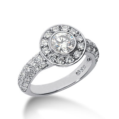 Pave and Bezel-Set Halo Engagement Ring - Moijey Fine Jewelry and Diamonds