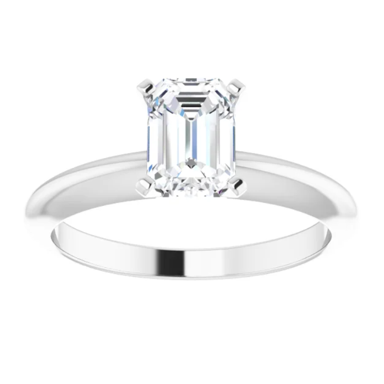 14K Solitaire Emerald Diamond Engagement Ring