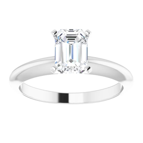 14K Solitaire Emerald Diamond Engagement Ring