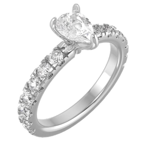 3ct Pear- Shaped Diamond Engagement Ring 14K White Gold Lab-Grown