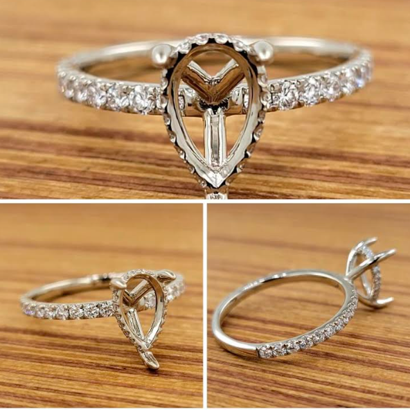 14k Gold Hidden Pear Shaped Diamond Engagement Ring