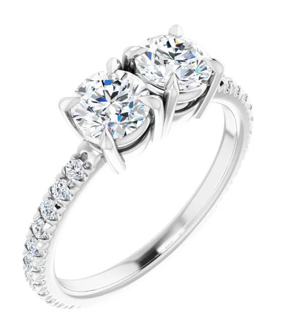 5.2 mm Two-Stone Round Engagement Ring Mounting