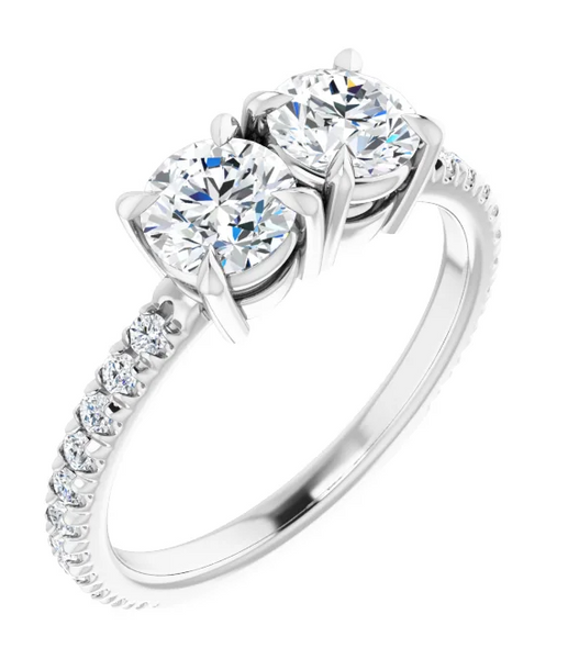 5.2 mm Two-Stone Round Engagement Ring Mounting