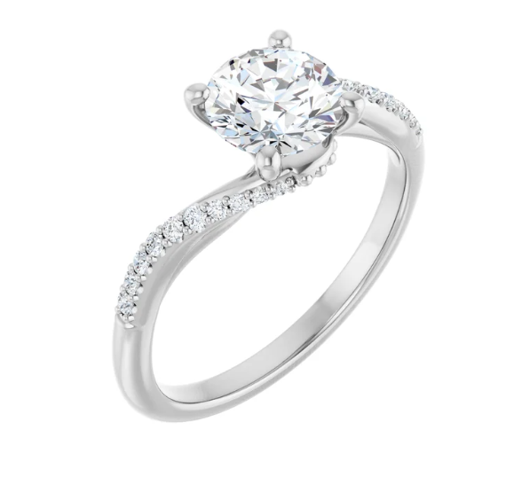 14K White Gold Accented Twist Engagement Ring