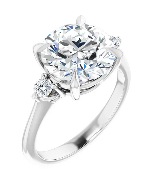 10mm Round Engagement Ring with Side-Stones