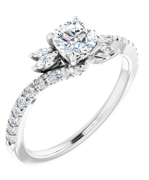 5.2 mm Round Accented with Side-Stones Engagement Ring