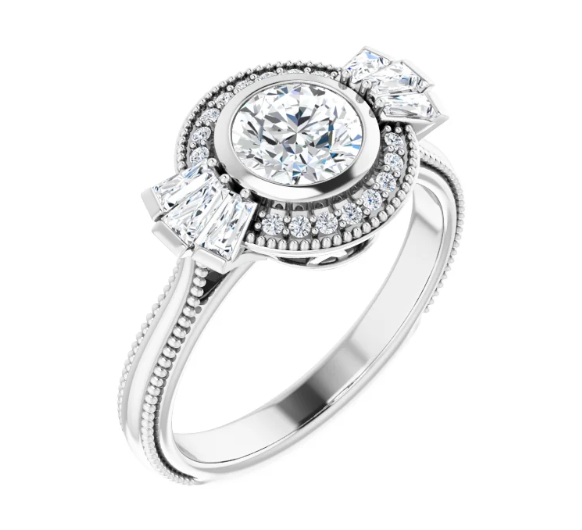 Round Fin Style Engagement Ring