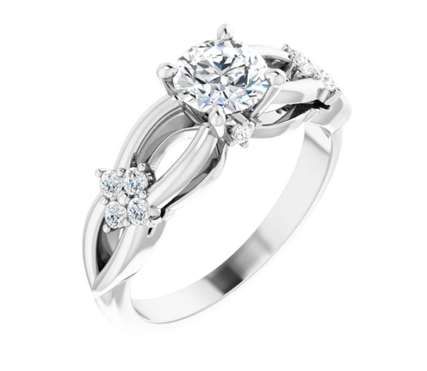 Clover Intertwined Round Engagement Ring