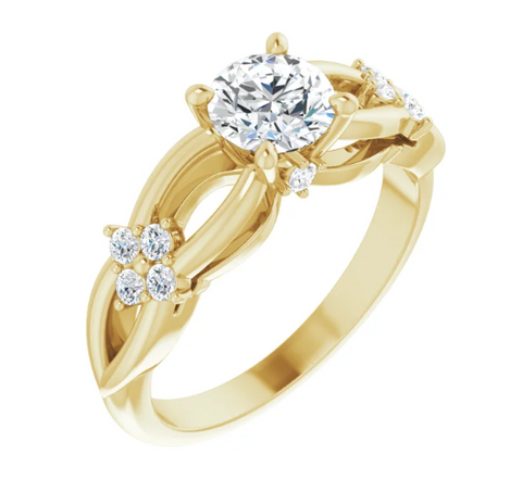 Clover Intertwined Round Engagement Ring