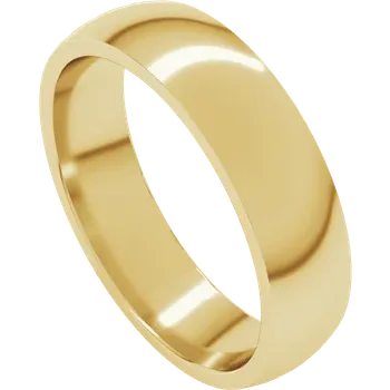 14K Yellow Comfort Fit Lightweight Half Round Band