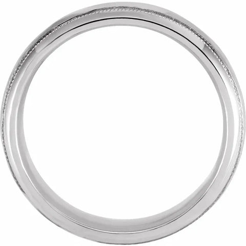 Continuum Hammered Silver 6 mm Milgrain Edge Comfort-Fit Half Round Band size 10