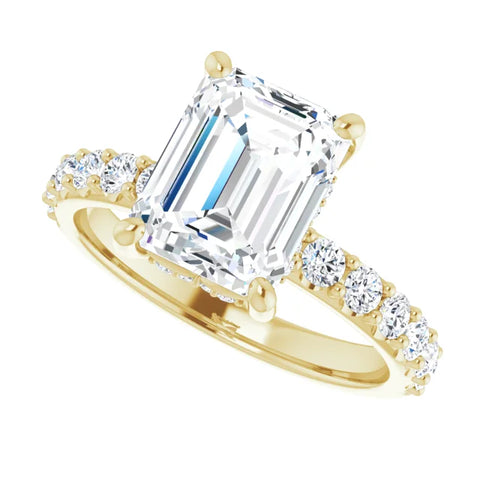 14K Yellow Gold 9x7 mm Diamond Engagement Ring Mounting