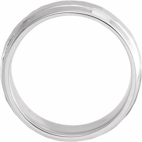 Continuum Hammered Silver 7 mm Beveled-Edge Comfort-Fit Half Round Band Size 10