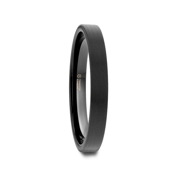 SAN ANTONIO Flat Black Tungsten Carbide Band with Brushed Finish