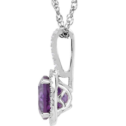 Sterling Silver Amethyst & .015 CTW Diamond 18" Necklace - Moijey Fine Jewelry and Diamonds