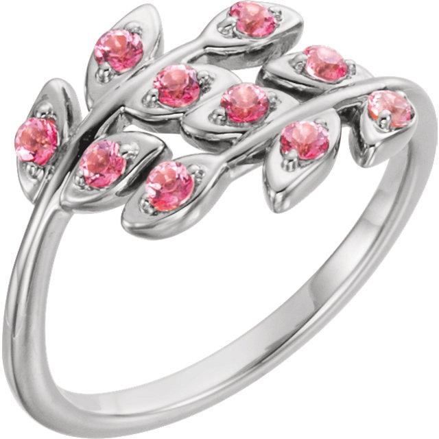 Pink Topaz Leaf Design Ring