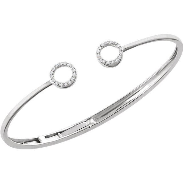1/6 CTW Diamond Circle Hinged Cuff 7" Bracelet - Moijey Fine Jewelry and Diamonds