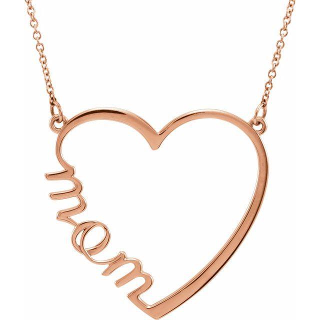 14K 17" Mom Heart Necklace